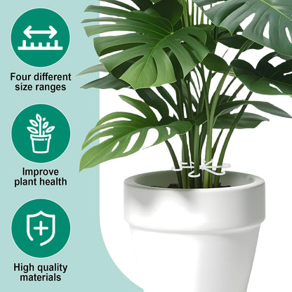 8PCS Plant Stem Support, 4 Sizes Climbing Houseplant Stem Holders, Plastic Reusable Flower Trellis Stem Hook Plant Care Growth Accessories for Flower Plants Indoor Outdoor - Clear