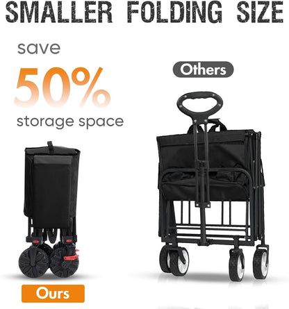 Portal 300L Large Wagons Carts Foldable with Tailgate, 550LB Heavy-Duty Collapsible Beach Wagon with All-Terrain Wheels, Oversized Folding Wagon for Camping, Sports, and Pets
