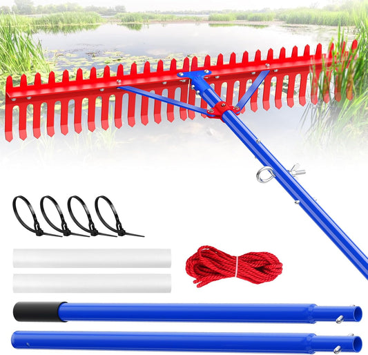 Lake Rake,Pond Rake Aquatic Weed Rakes,Large Heavy Duty Aluminum Aquatic Rakes with 7" Metal Tines