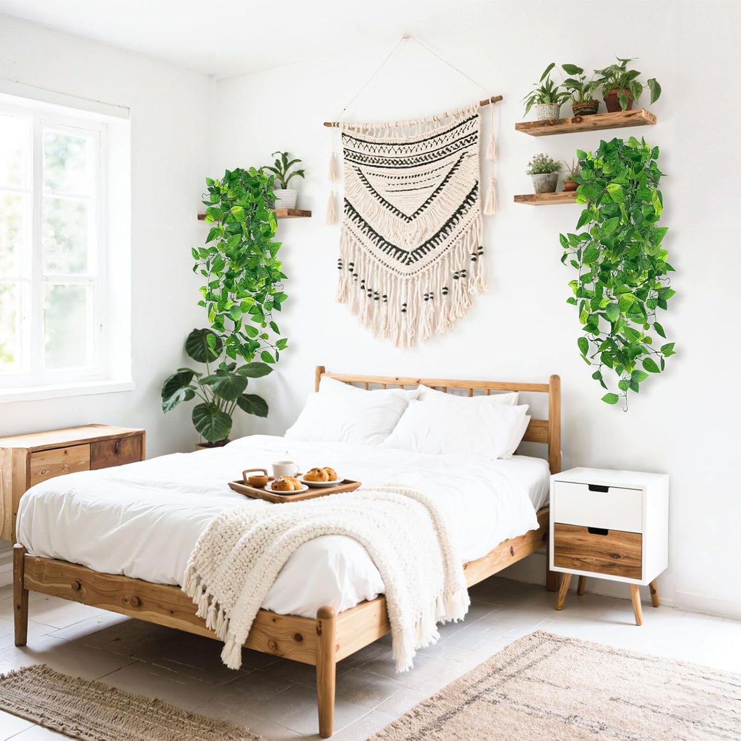 DomeStar 4PCS Fake Hanging Plants, Artificial Ivy Vines Lifelike Hanging Greenery Wall Decor for Indoor Outdoor Home Office Bathroom Decor (No Baskets)