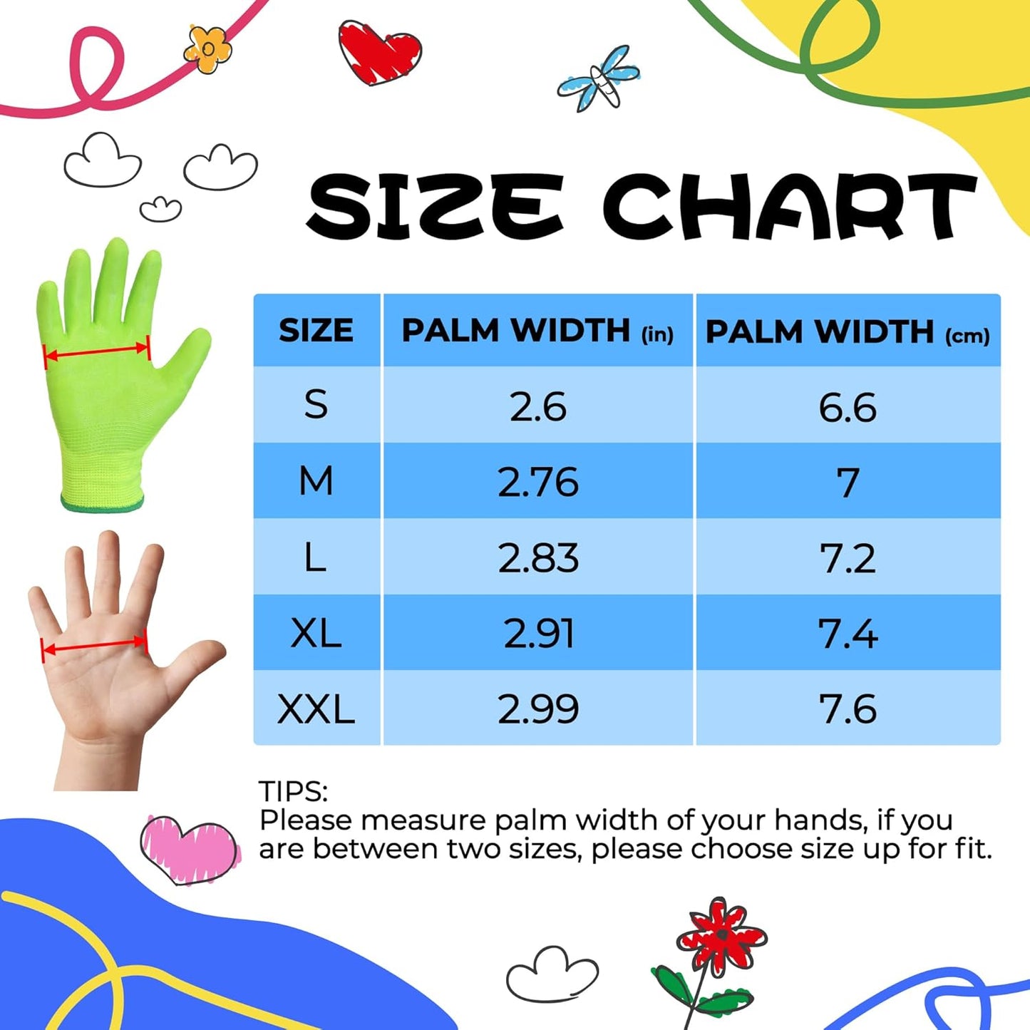 HANDLANDY 2 Pairs Kids Gardening Gloves, Toddler Children Garden Yard Work Outdoor Playing Gloves, Rubber Coating, for Girls Boys Youth (Size S, Green)