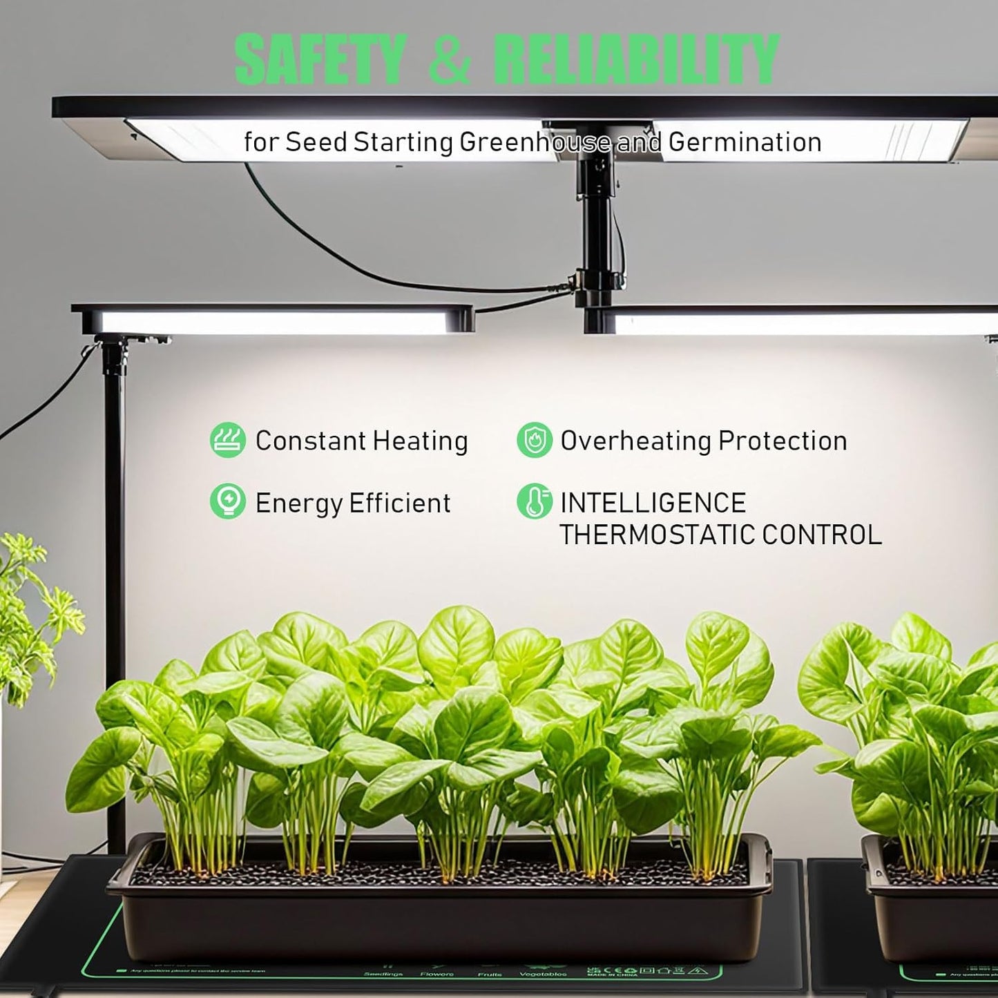 ROCEEI 2 Pack Seedling Heat Mat with Digital Thermostat Controller 10 x 20.75 Inch Waterproof Plant Seedling Heat Mat for Germination, Hydroponics, Brewing, Breeding, Indoor Gardening and Greenhouse