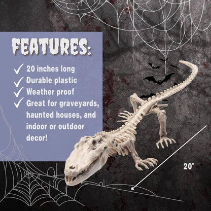 Crocodile Skeleton Halloween Decoration (2 Pack) 20" Long- Weather Resistant for Indoor Outdoor Use- Upgrade Your Fall Lawn Graveyard Haunted House Cemetery Party Props, Spooky Trick or Treating Decor