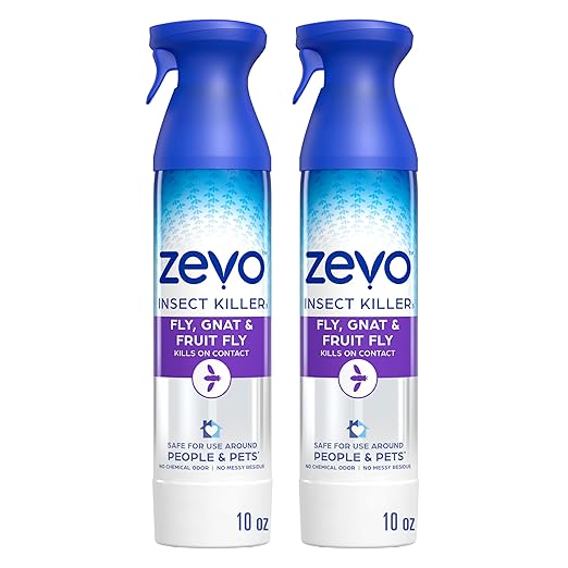 Zevo Flying Insect Killer Spray - Bug Spray for Home Use - Versatile Gnat, Mosquito, Fruit Fly Killer & More - with Rosemary & Cornmint Oil - for Indoor & Outdoor Use (2 Bottles)