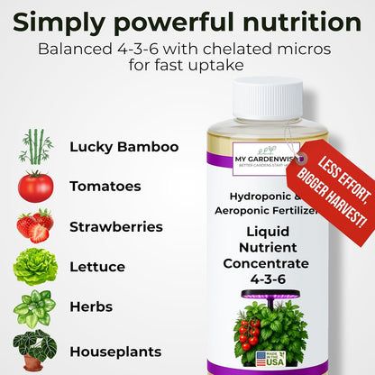 Liquid Plant Food – Hydroponics Nutrients for Indoor House Plants, Tomato, Strawberry, Lucky Bamboo, Lettuce, Vegetable Garden & Herbs – Aero Nutrients Liquid Fertilizer for All Growing Systems (16oz)