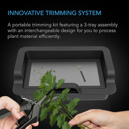 AC Infinity Large Trim Tray System 20-Inch, Interchangeable 3-Tray & 2-Screen Kit, Ergonomically Designed for Lap or Table Trimming, Plant Harvest Set to Collect Leaves and Pollen