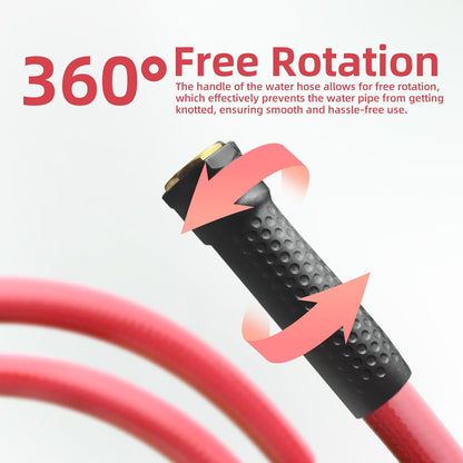 Solution4Patio Long Lead-in Red Garden Hose 5/8 in. x 50 ft. -Kink Free, No Leaking, Male/Female Fittings -Heavy Duty Durable Flexible Lightweight Water Pipe -Brass Aluminum Ends for Household & Yard