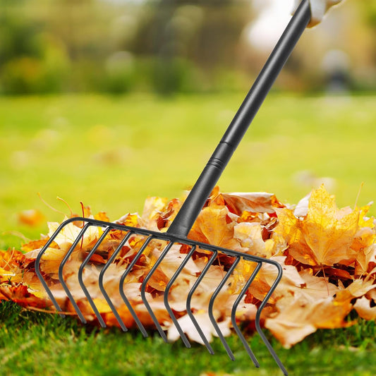 56" Rake with Oversize L-Head - Lightweight Tool for Effortless Collecting Cleaning - Sturdy Design for Dethatching, Landscaping, Lawn, Yard, Bushes, Pine Needles, Hay, Leaves, Mulch, Grass