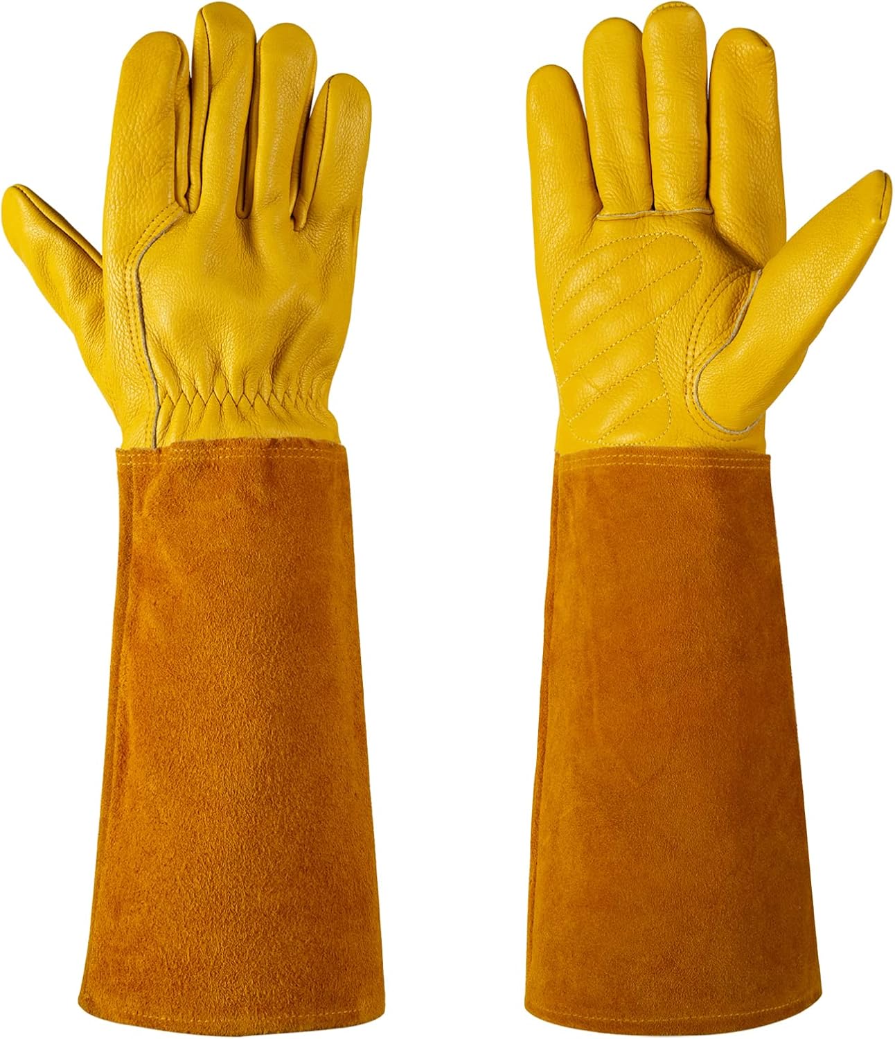 Acdyion Gardening Gloves for Women/Men Rose Pruning Thorn & Cut Proof Long Forearm Protection Gauntlet, Resistant Thick Cowhide Leather Work Garden Gloves