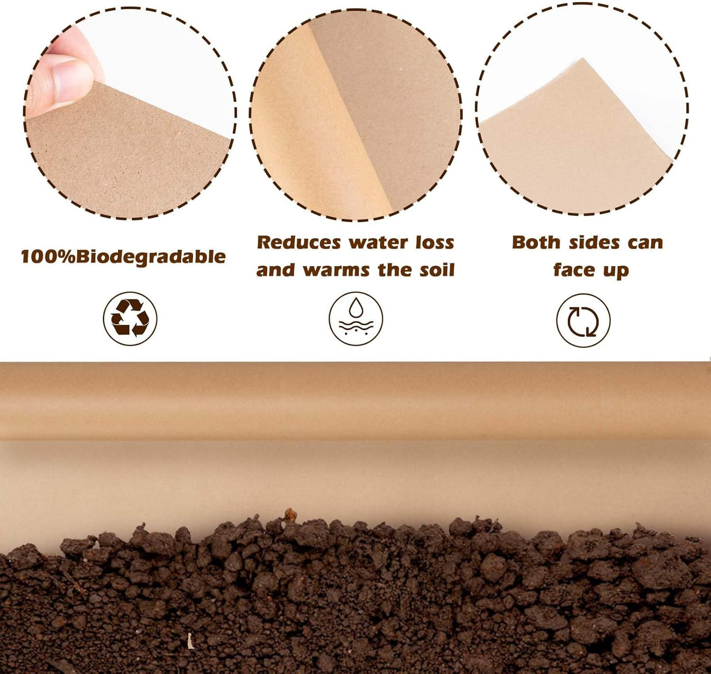 4 x 100 Ft Biodegradable Paper Weed Barrier Heavy Duty Biodegradable Landscape Fabric Garden Bed Grass Garden Paper Weed Control Barrier Weed Paper for Landscaping