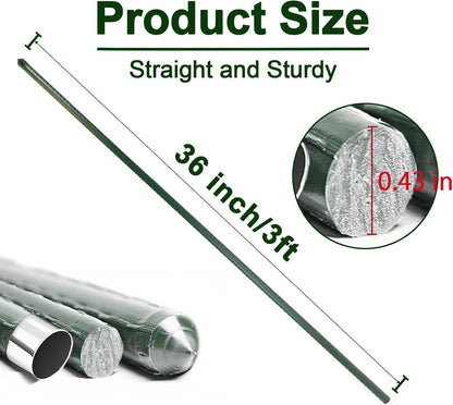 Garden Stakes 3ft, 3 Feet Metal Plant Stakes 30 Pack for Gardening and Farm, Plastic Coated Plant Support for Tomato, Cucumber, Bean, Flower, Potted and More Climbing Plants