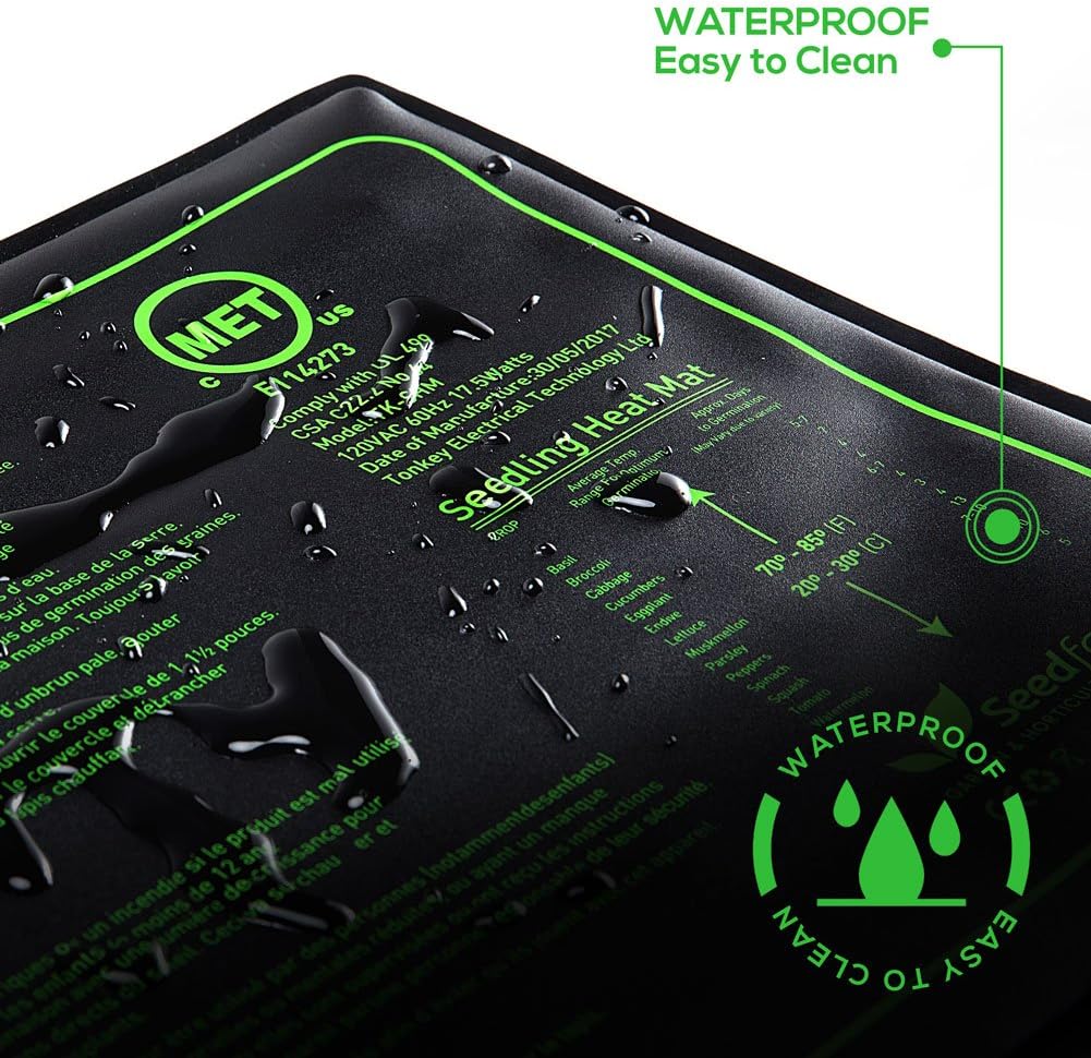 MET Certified 6 Pack Seedling Heat Mat, Seedfactor Waterproof Durable Germination Station Heat Mat, Warm Hydroponic Heating Pad for Indoor Home Gardening Seed Starter