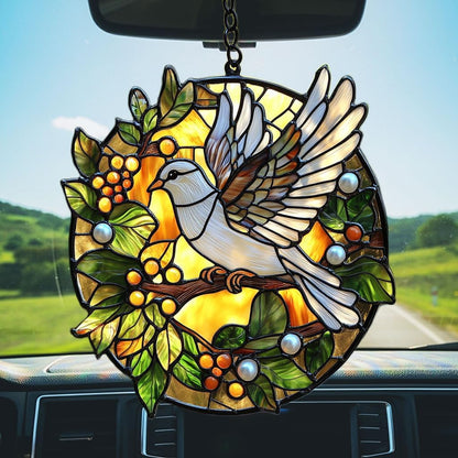 Peaceloving Dove Acrylic Suncatcher Stained Glass Effect Window Car Hanging Christmas Ornament Indoor Outdoor Decor Garden Sun Catcher Panel for Acrylic Suncatcher Lover for Women Mom Grandma