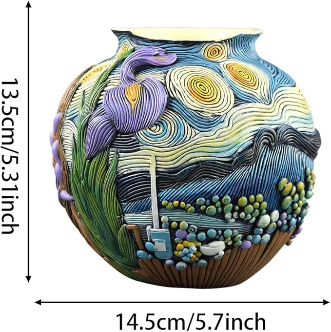 TOZLU Picasso Brutalist Abstract Beauty Face Flower Pot Ornaments Abstract Face Flower Pots Abstract Head Planter Pots Container Colorful Face Art Abstract Resin Flower Pot (Starry Night Flower Pot)