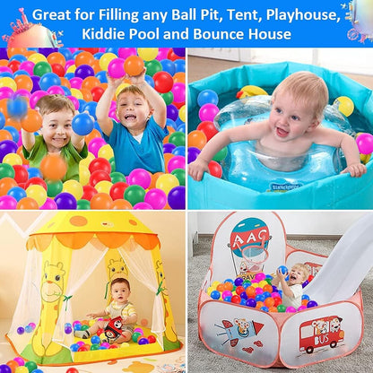Ball Pit Balls for Kids, Plastic Refill 2.2 Inch Balls, 100 Pack, Bright Colors, Phthalate and BPA Free, Includes a Reusable Storage Bag with Zipper