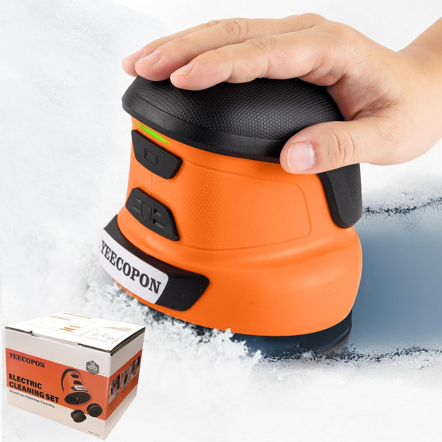 3-in-1 Electric Ice Scraper for Cars & Home – Cordless Handheld Defroster, Cleaner & Polisher, 500 RPM Motor, 2000mAh Battery, Type-C Charging, Lightweight & Portable