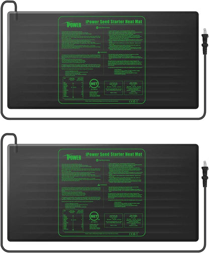 iPower 48" x 20" Waterproof Durable Seedling Heat Mat Warm Hydroponic Plant for Indoor Gardening Germination Starting, 2 Pack