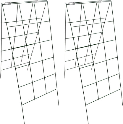 Garden Cucumber Trellis A-Frame Folding Plant Trellis 46 Inch by 18 Inch for Climbing Vegetables Flowers Green 2 Pack with Clips and Cable Ties