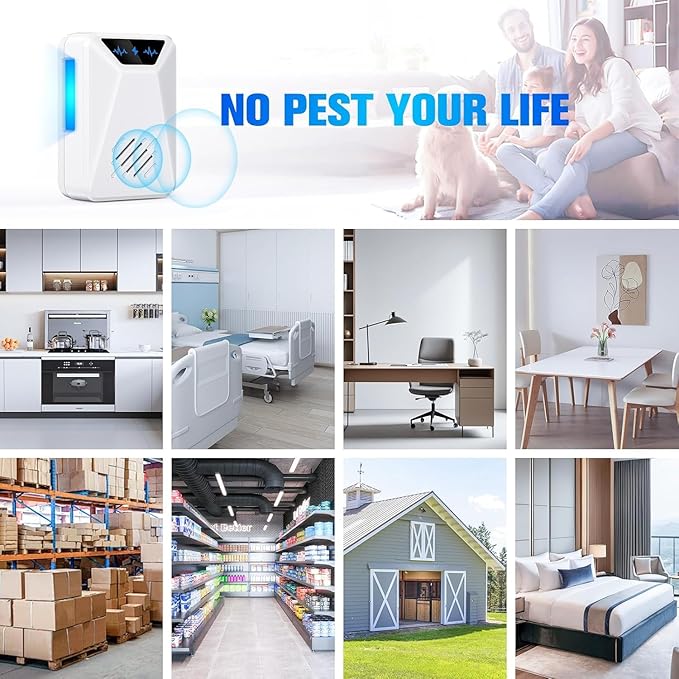 6 Packs Ultrasonic Pest Control Repeller, Electronic Pest Repellent Plug in Indoor for Insect Roaches Spider Ant Bug Mosquito Rat Mouse Repellent for House Home Kitchen Garage