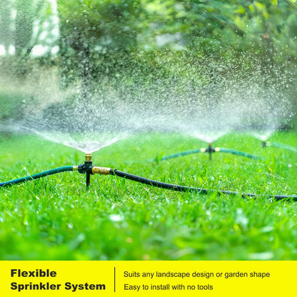 FANHAO Above Ground Irrigation Garden Sprinkler System, Metal Adjustable Garden Sprinkler Set, 360