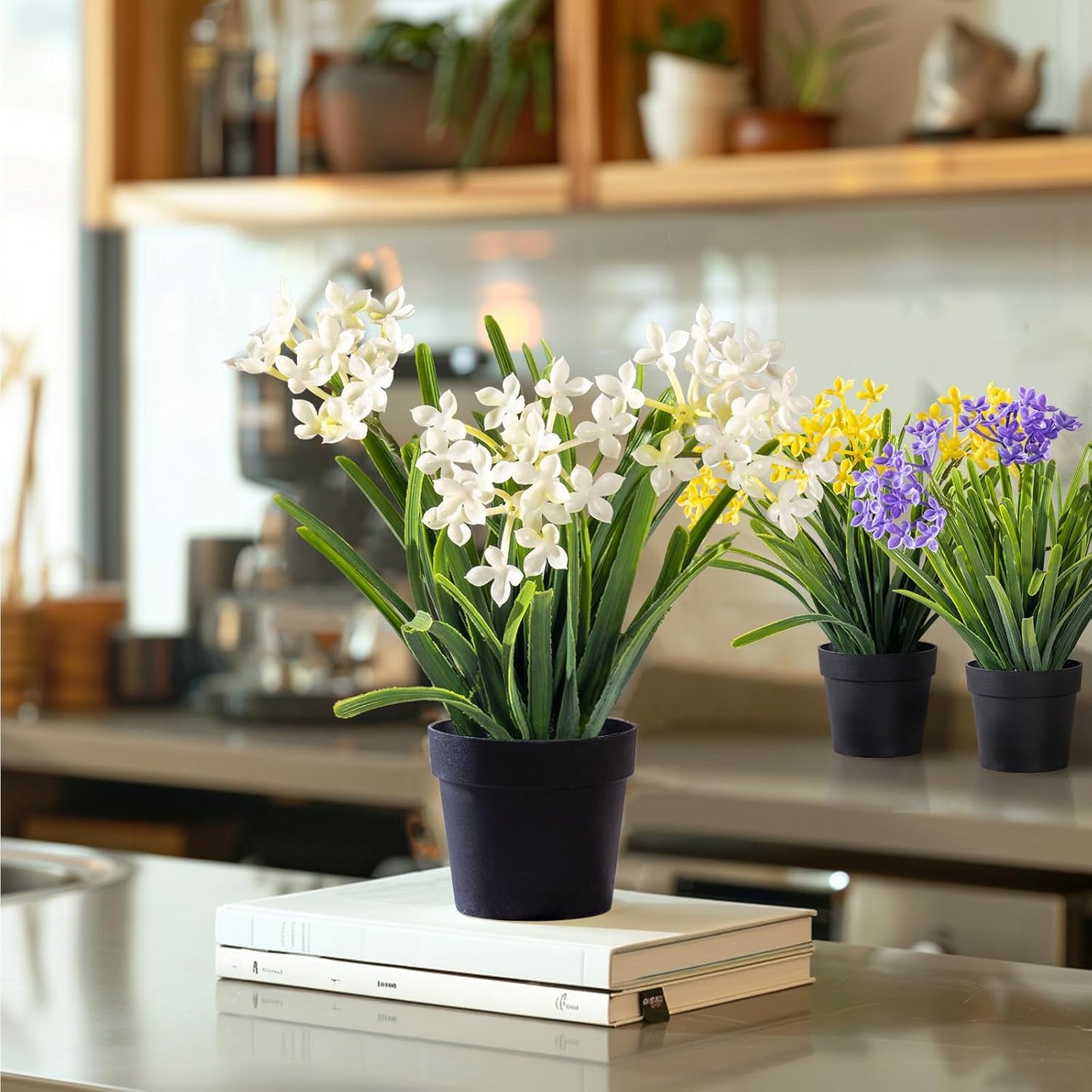 3 Pack Fake Small Plant in Pot Artificial Potted Flowers for Home Decor Fake Flower Plant Greenery Mini Faux Plant for Indoor Bedroom Living Room Office Shelf Bathroom Farmhouse Decor (Type 1)