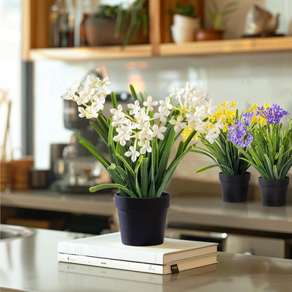 3 Pack Fake Small Plant in Pot Artificial Potted Flowers for Home Decor Fake Flower Plant Greenery Mini Faux Plant for Indoor Bedroom Living Room Office Shelf Bathroom Farmhouse Decor (Type 1)