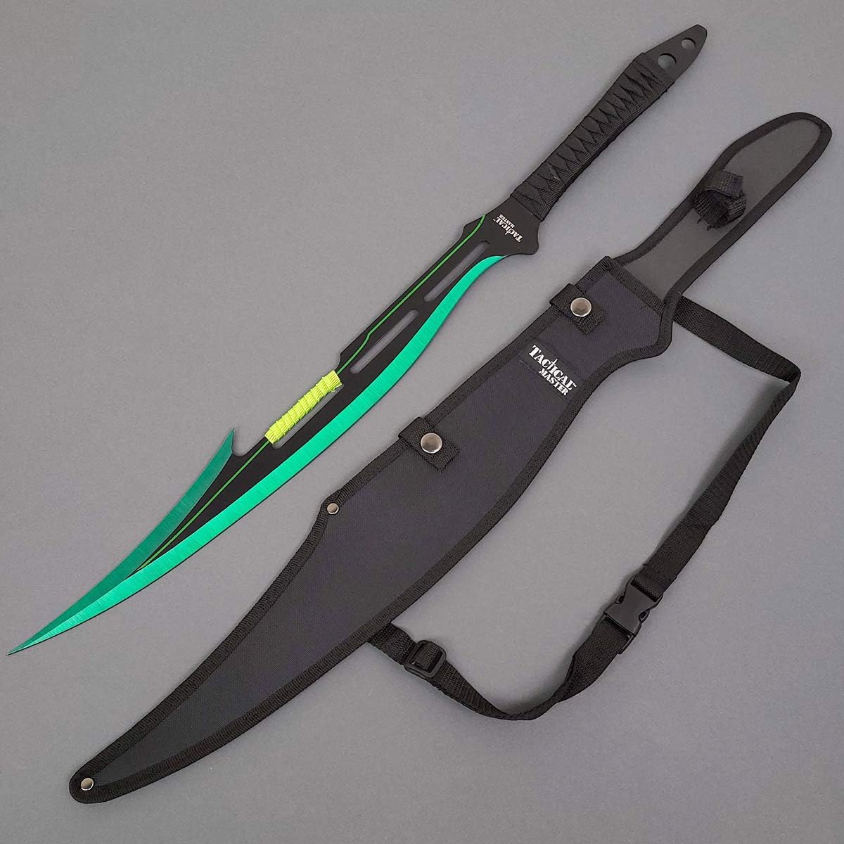 27" Fantasy Machete. Fixed Blade Knife. 440 Stainless Steel Blade. For Collection, Gift, Camping, Outdoor Sports (Green)