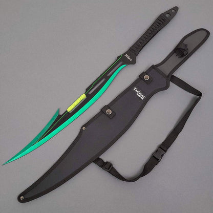 27" Fantasy Machete. Fixed Blade Knife. 440 Stainless Steel Blade. For Collection, Gift, Camping, Outdoor Sports (Green)