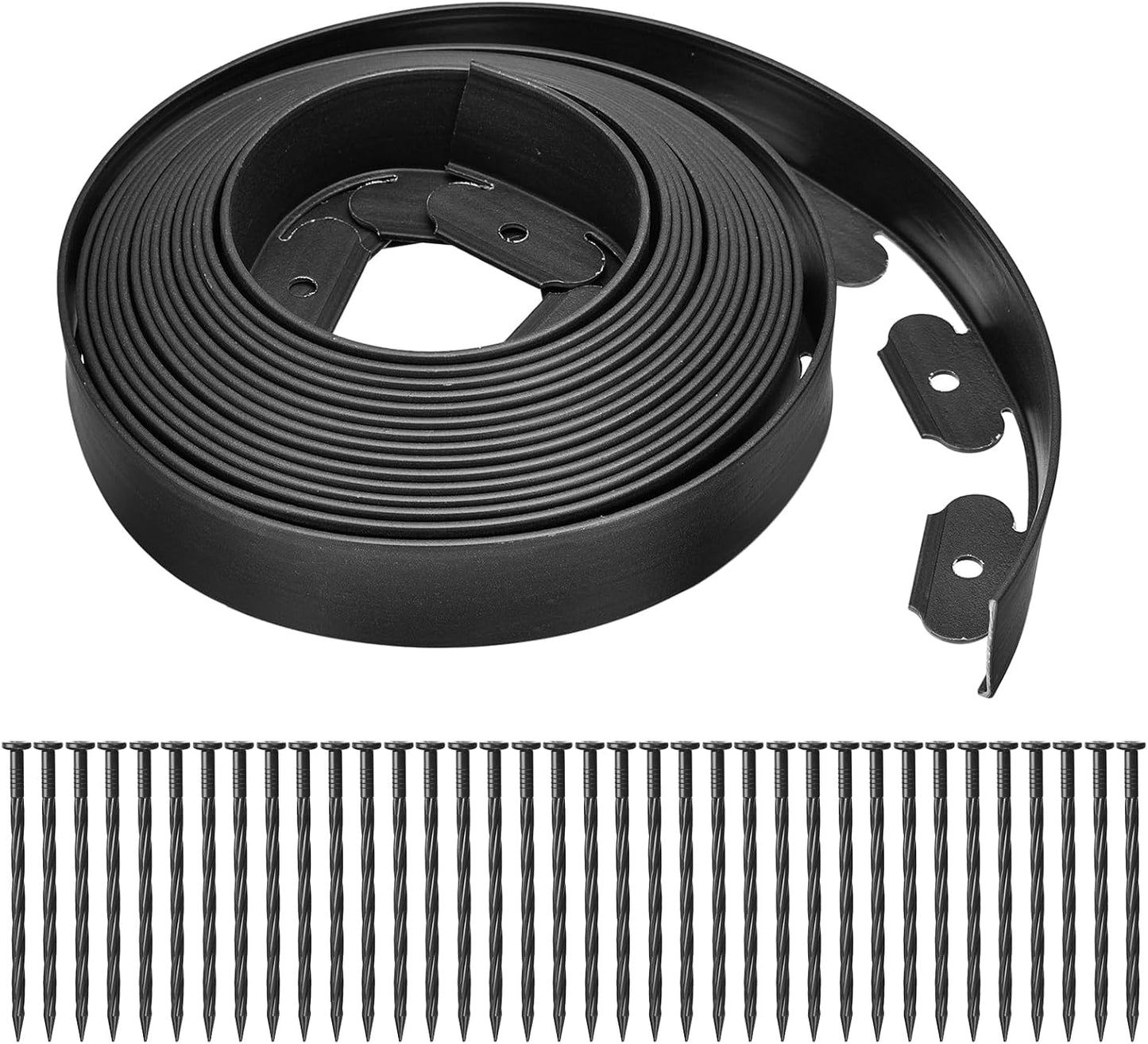 uxcell Landscape Edging, 1Pcs 40FT x 2" - No Dig Garden Edging Kit with 36 Stakes, Landscape Edging Border for Garden Lawn Flower Bed Yard Grass (Black)