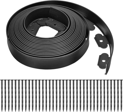 uxcell Landscape Edging, 1Pcs 40FT x 2" - No Dig Garden Edging Kit with 36 Stakes, Landscape Edging Border for Garden Lawn Flower Bed Yard Grass (Black)
