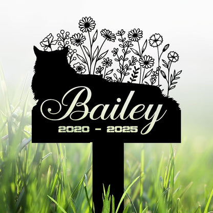 Cat Headstone and Grave Marker – Personalized Outdoor Grave Marker for Pets with Custom Name and Year, Durable Metal Cat Tombstone for Garden Tribute