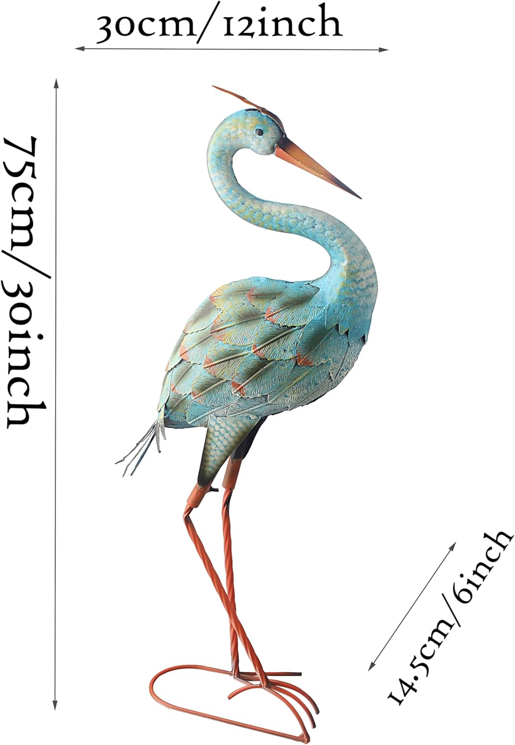 Garden Decor Blue Heron Yard Art Decor Large Metal Cranes Statues for Outdoor Indoor Decorations, Outside Patio, Pool, Lawn (Blue)
