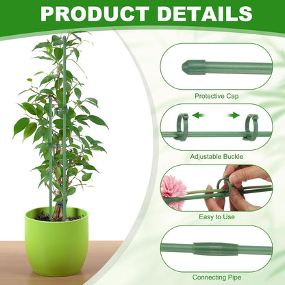 uxcell 40pcs Plant Support Stakes, 11.8inch Adjustable Single Stem Stakes Garden Plant Support Sticks with Clip and Connect Pipe for Orchid Rose Tomato