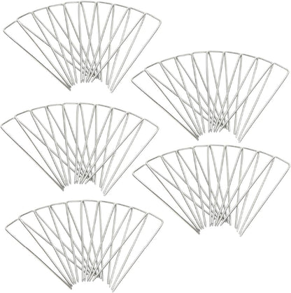 Squirrel Products Galvanized Steel Redrawn Garden Stakes, 6 Inch Lawn Staples, 11 Gauge Stakes, 2.9mm 15x2.5x15cm – 50 Pack