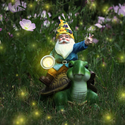 Solar Garden Gnomes Outdoor Garden Decor with Solar LED Light, Yard Graden Gnomes Decorations for Patio Lawn, Gifts for Mom, Gnomes Gifts for Women (Turtle)