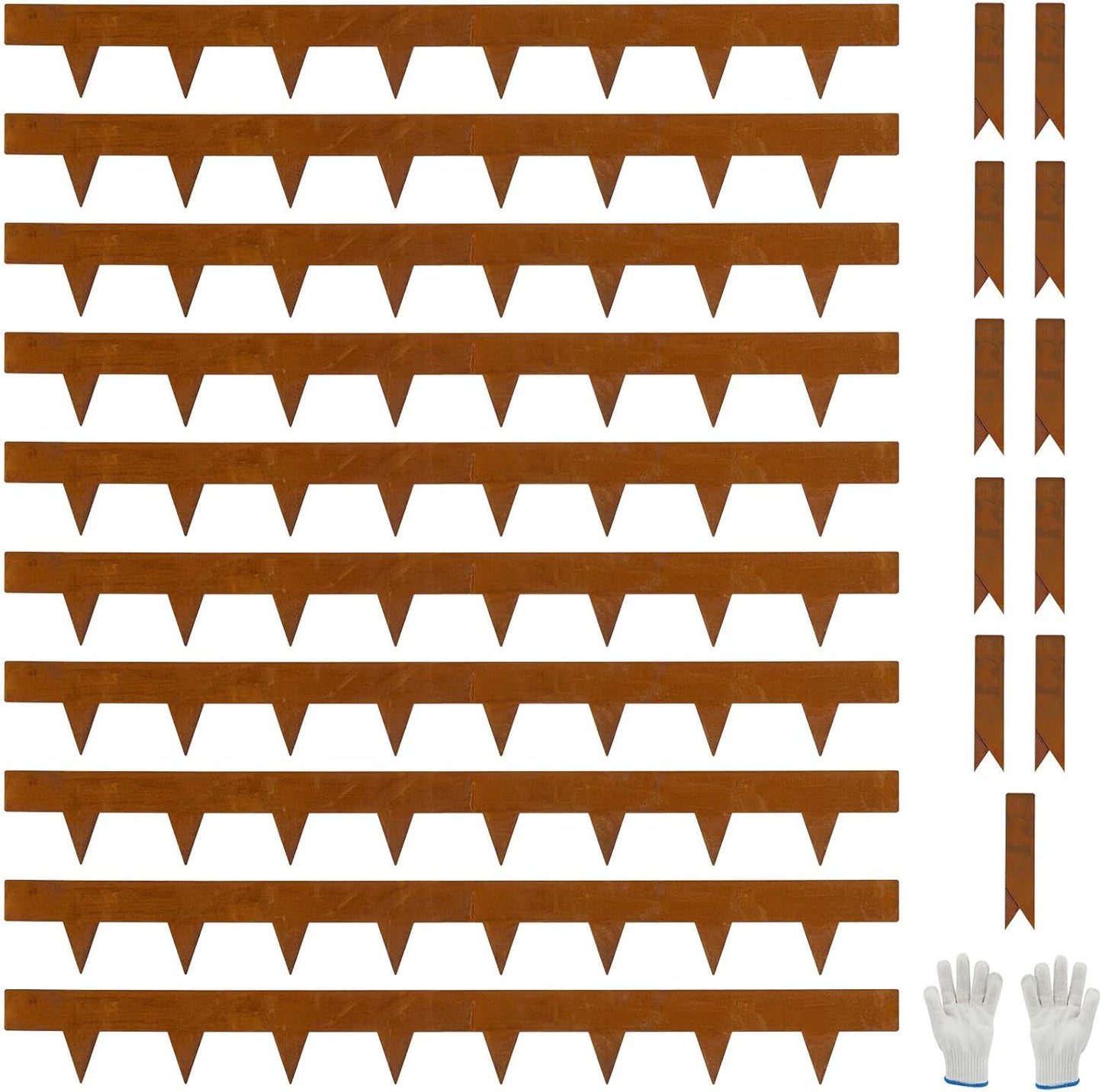 10-Pack Corten Steel Landscape Lawn Edging 4.5 inch Height, Rust Patina Finish Bendable Metal Strips, Hammer-in Edge Border - Yard Pathway Divider, 40 inch Each(33Ft Total), #LYLB45RT-US2