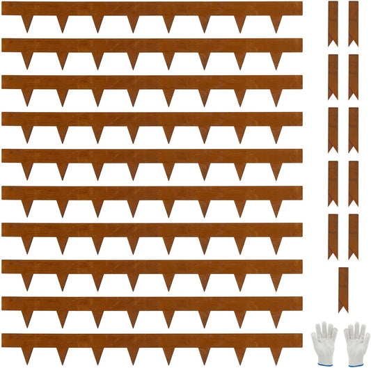 10-Pack Corten Steel Landscape Lawn Edging 4.5 inch Height, Rust Patina Finish Bendable Metal Strips, Hammer-in Edge Border - Yard Pathway Divider, 40 inch Each(33Ft Total), #LYLB45RT-US2