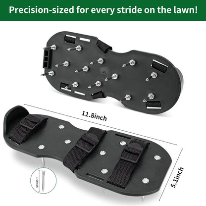 The Lawn Aerator Shoes for Grass, Epoxy Spiked Shoes with 1.65'' Sharp Short Spikes, Garden Grass Loosening Spike Shoe for Epoxy Flooring, 6 - Shoelace Design (Black, 11.8'' x 5.1'')