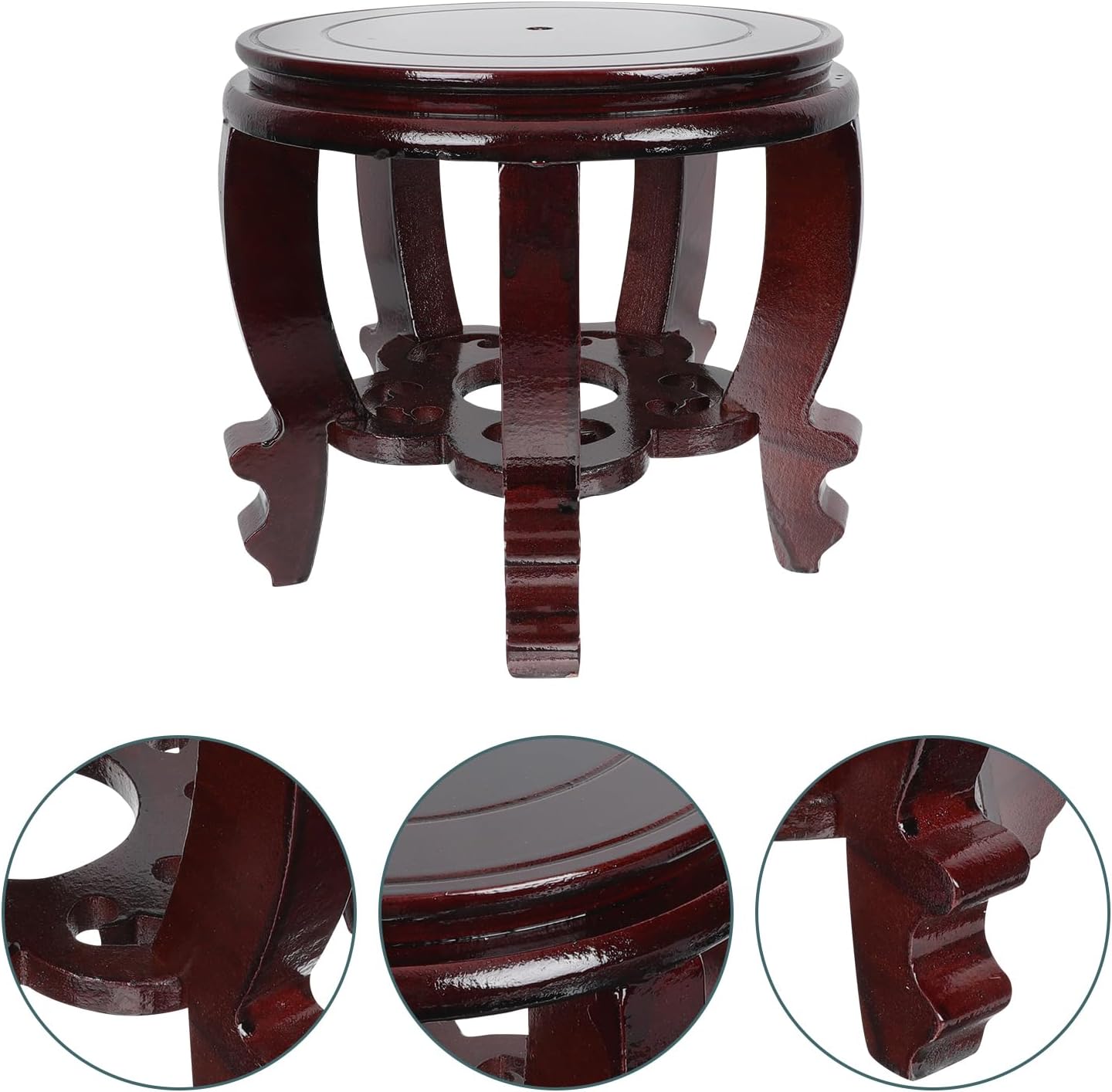Hemoton Wooden Planter Stand Oriental Style Plant Stand Plant Holder Stool Chinese Display Pedestal Fishbowl Vase Aquarium Table Lamp Teapot Stand for Home Patio