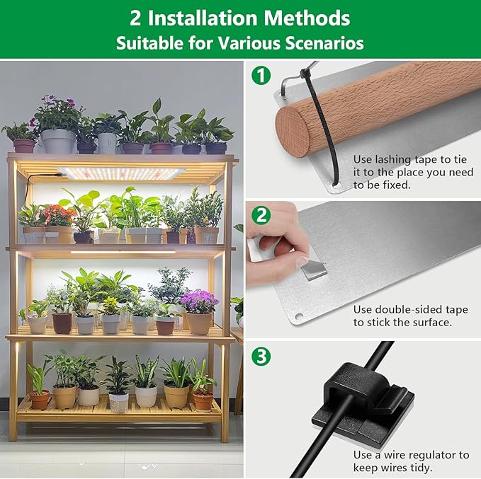 Grow Lights for Indoor Plants, Full Spectrum Under Shelf Plant Lights for Growing Seedling, Light and Thin 138 LED Grow Lamp Panel with 6/12/16H Timer, 3 Light Modes, 5 Dimmable