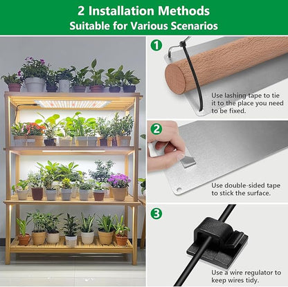 Grow Light, Full Spectrum Under Cabinet Plant Lights for Indoor Growing Seedling 3 Panels, Large Area Illumination 414 LEDs Lightweight Grow Lamp with UL Adaptor 16 Hour Timer