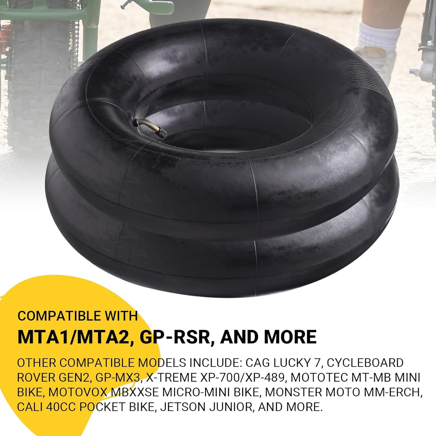 (2-Pack) Replacement Front or Rear Inner Tubes for 90/65-6.5” and 110/50-6.5” Mini Pocket Bike Tires - Fits Most 38cc, 47cc, and 49cc Mini Pocket Bikes - Compatible with MTA1/MTA2, GP-RSR, and More