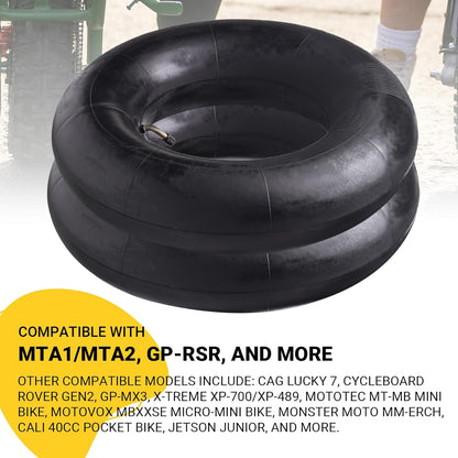 (2-Pack) Replacement Front or Rear Inner Tubes for 90/65-6.5” and 110/50-6.5” Mini Pocket Bike Tires - Fits Most 38cc, 47cc, and 49cc Mini Pocket Bikes - Compatible with MTA1/MTA2, GP-RSR, and More