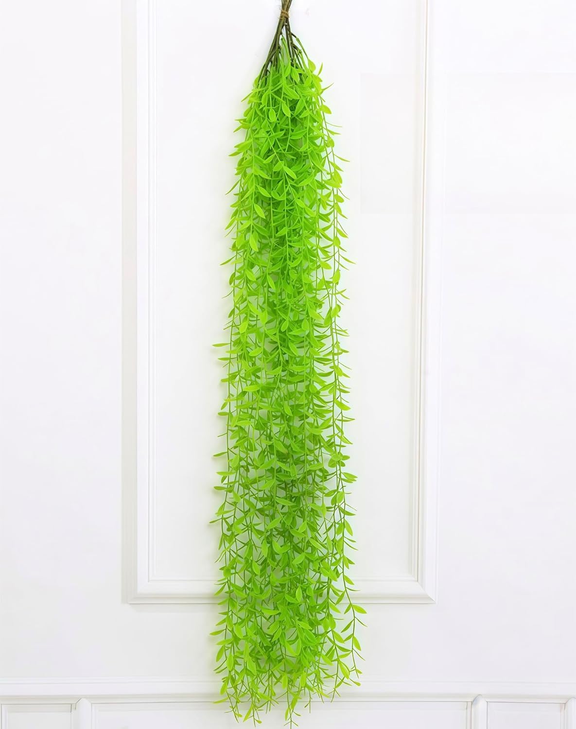 5 Pack Artificial Hanging Willow Vine (3.3ft) - Fake Greenery Plants for Indoor/Outdoor Decor, Wedding & Photography - Pure Green Design (No Basket Included)