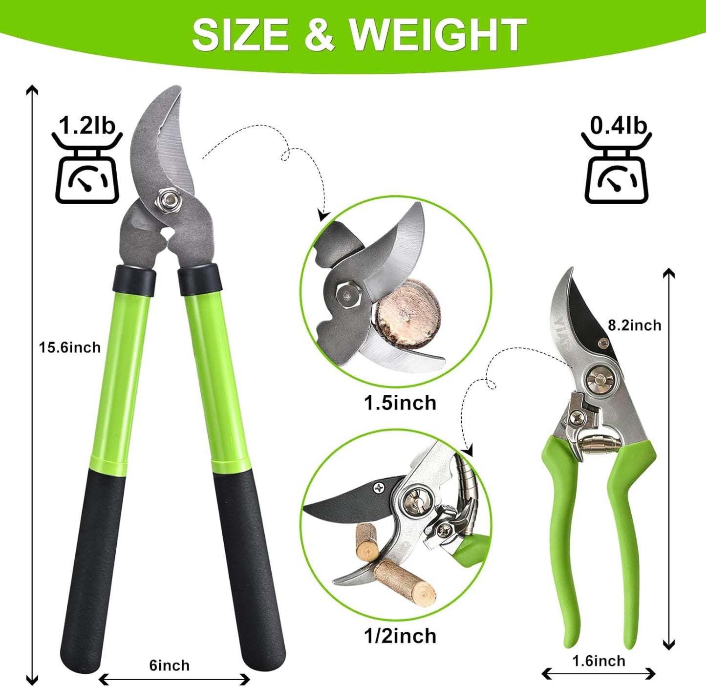 Loppers for Tree Trimmer 15" Branch Cutter Bypass Tree Clippers Rust-Resistant Blade,Tree Loppers Up to 1.5" Diameter Cut Capacity,Pruning Shears with Shock-Absorbing Handle,Gardening Pruners Tools