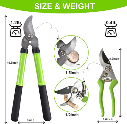 Loppers for Tree Trimmer 15" Branch Cutter Bypass Tree Clippers Rust-Resistant Blade,Tree Loppers Up to 1.5" Diameter Cut Capacity,Pruning Shears with Shock-Absorbing Handle,Gardening Pruners Tools