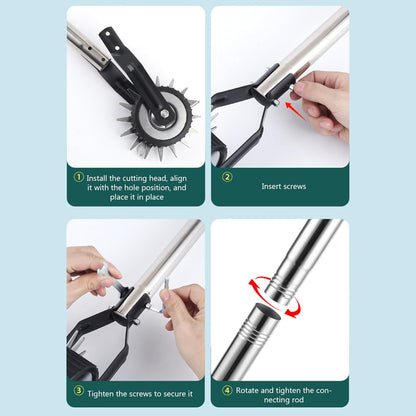Edger Lawn Tool, 53.2 inch Manual Lawn Edger with 3 Sections Stainless Steel Handle, Rotary Grass Edger Tool with Wheel, Garden Edger for Landscaping Sidewalk Yard