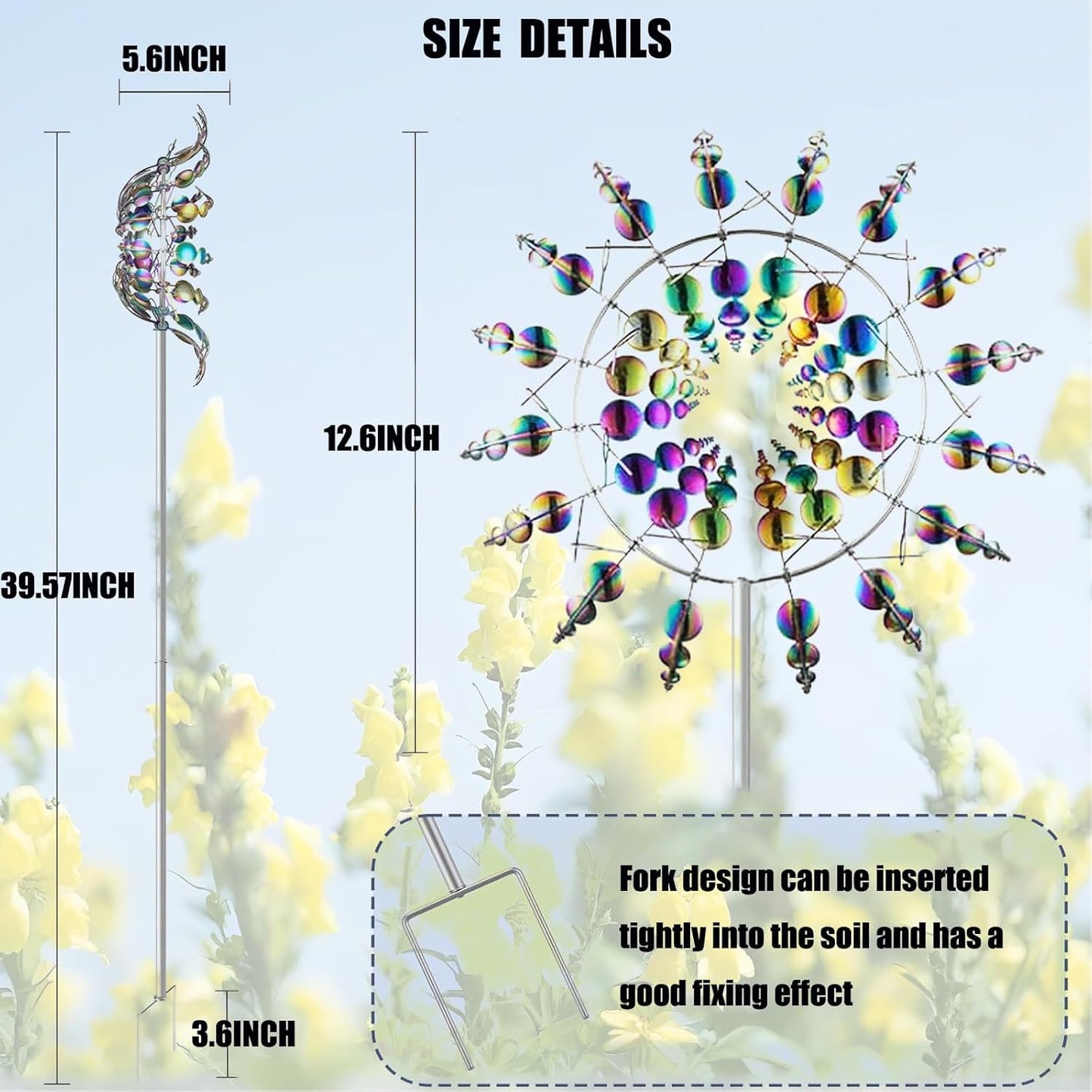 Windmill for Yard and Garden, Wind Spinner, Magical Metal Windmill for Backyards, 3D Wind Sculptures & Spinners Outdoor, Kinetic Garden Sunflower Wind Spinners (Colorful)