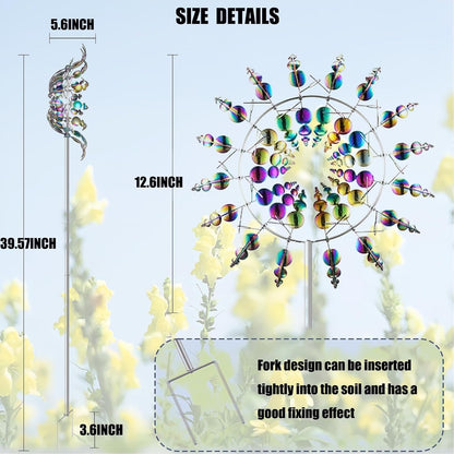 Windmill for Yard and Garden, Wind Spinner, Magical Metal Windmill for Backyards, 3D Wind Sculptures & Spinners Outdoor, Kinetic Garden Sunflower Wind Spinners (Colorful)