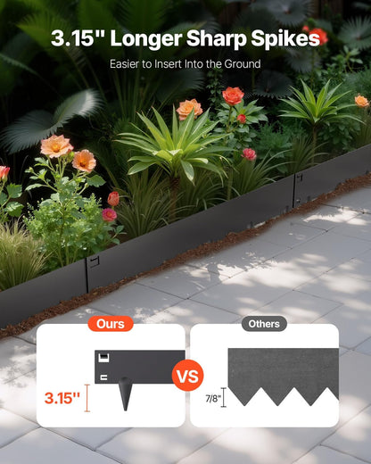 VEVOR Steel Landscape Edging, 5 Packs 39 x 4 in Rust-Resistant Metal Landscape Edging, Bendable Garden Edging Border, Heavy Duty Lawn Edging, Easy-to-Install, Flower Bed Yard Pathway Divider Black